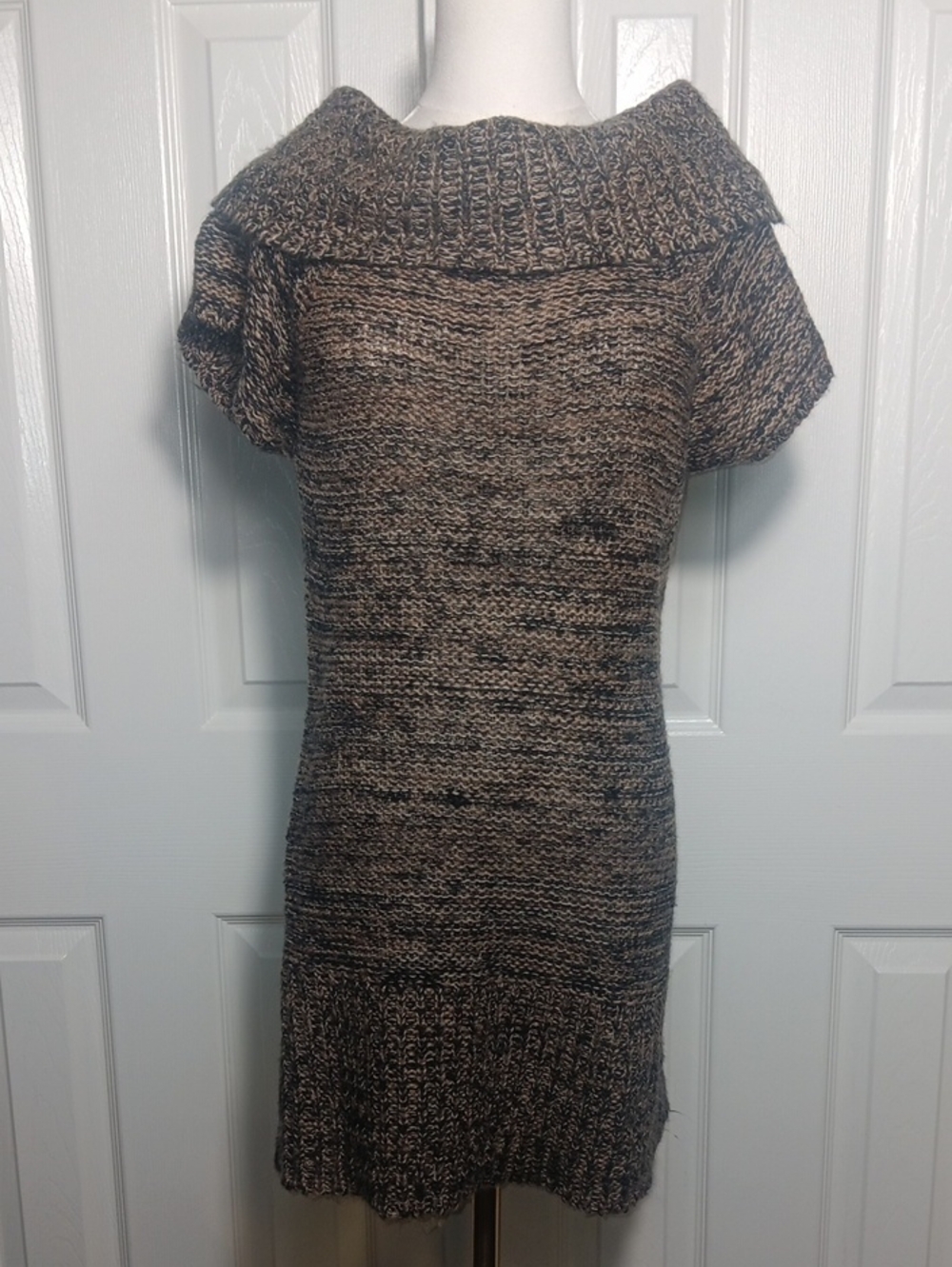 Rue21 Marled Brown Cowl Neck Short-Sleeve Sweater Dress